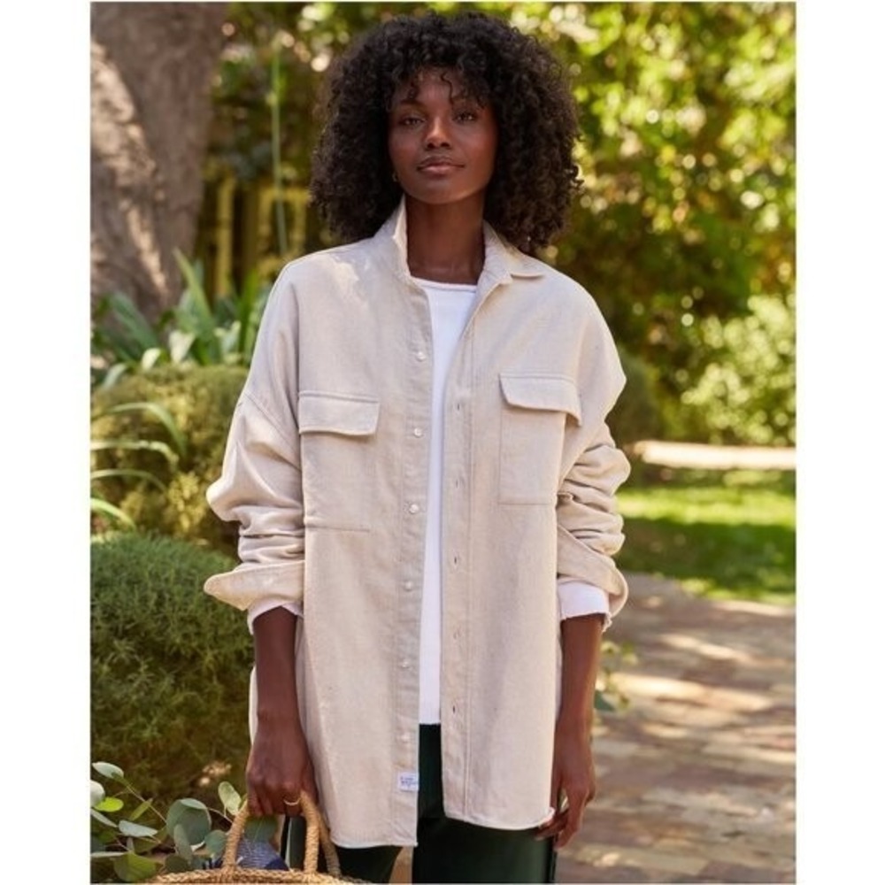 Frank & Eileen McLoghlin Oversized Utility Shirt Jacket In Natural Size M/L